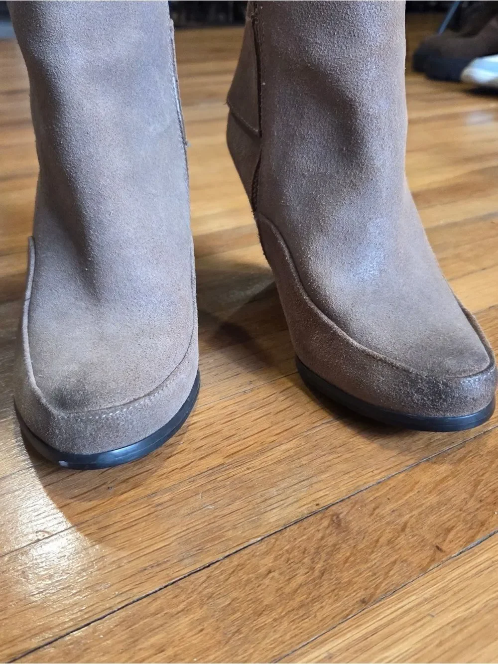 Max Studio Jasper Knee-High Suede Leather Boots in Taupe 5.5/6
